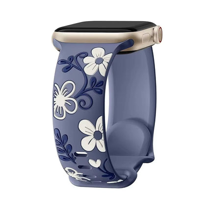 Engraved Strap for Apple Watch Band 45/44/42/41/40/49/46/38Mm Silicone Correa Bracelet Iwatch Series 10 9 8 7 SE 6 5 4 Ultra2