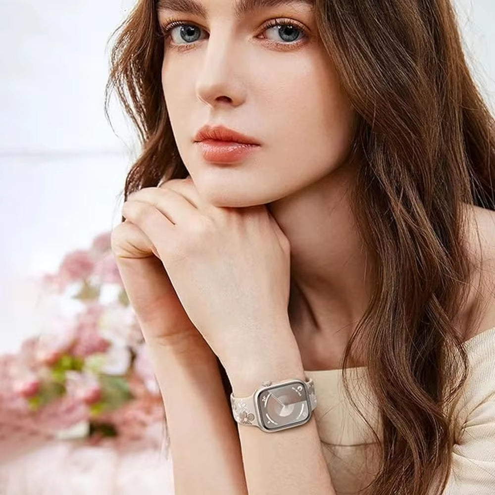 Engraved Strap for Apple Watch Band 45/44/42/41/40/49/46/38Mm Silicone Correa Bracelet Iwatch Series 10 9 8 7 SE 6 5 4 Ultra2