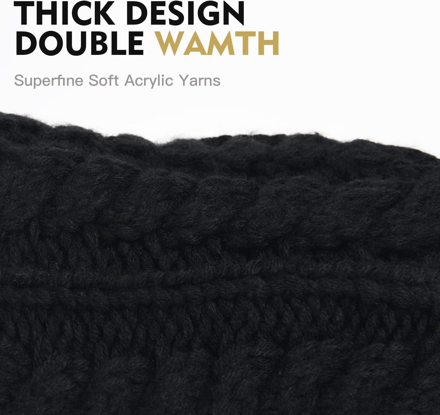 Ponytail Beanies for Women Messy Bun Winter Hat with Tail Hole Warm Lined Knit Skull Beanie Outdoor Runner Cap